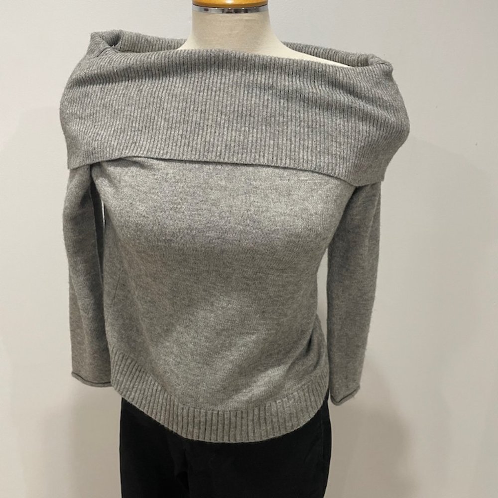 Anthropologie Gray Off the Shoulder Sweater